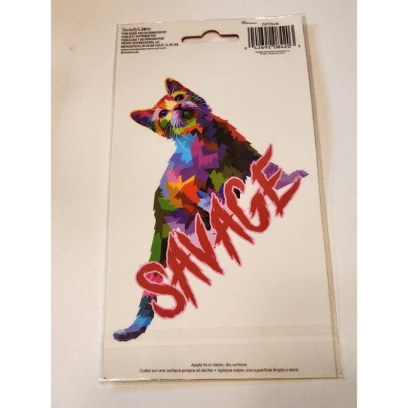 Savage Full Color Cat Kitten Geometric Decal New Red Purple Green Blue Pink Sage - Picture 2 of 2